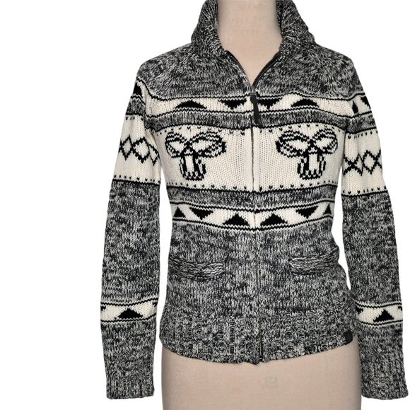 Aritzia Tna Sea to Sky Cowichan Wool Zip Front  Cardigan Sweater Size S - Picture 1 of 10